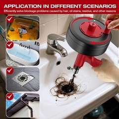 Drain Snake, Plumbing Snake With Drill Adapter, 35ft Heavy Duty Flexible Sink&hellip;