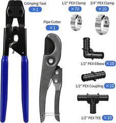PEX Cinch Clamp Tool Kit, 3/8&Prime; to 1&Prime; PEX Pipe Clamp Cinch Tool Set | with 30 Pcs