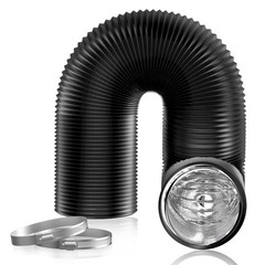 Hon&Guan 5 inch Air Duct &ndash; 16 FT Long, Black Flexible 5 x 16 FT,