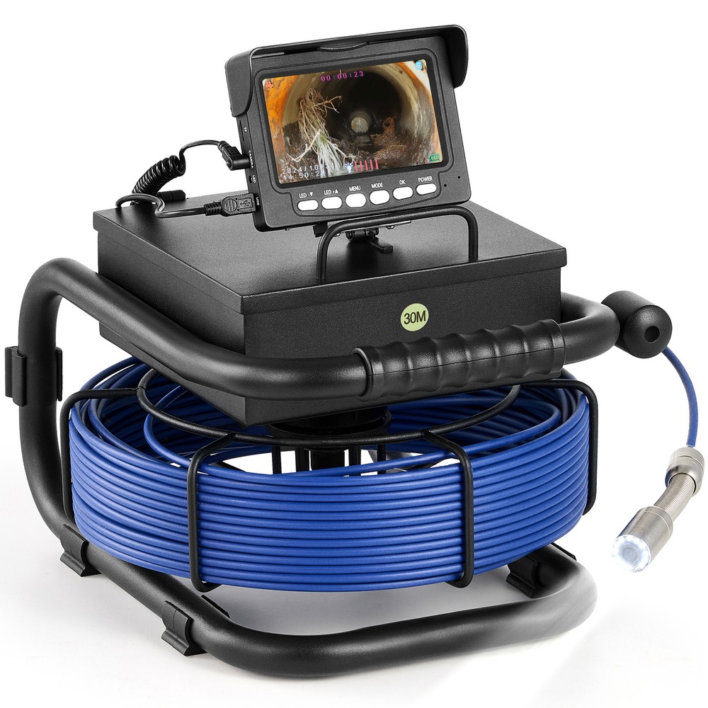 98ft/30m Sewer Camera HD Drain 4.3&Prime; LCD Monitor 1000 TVL Pipe Inspection Camera