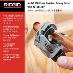 RIDGID 86127 Model 118 Close Quarters AUTOFEED 1/4&Prime; to 1-1/8&Prime; Copper, Aluminu&hellip;