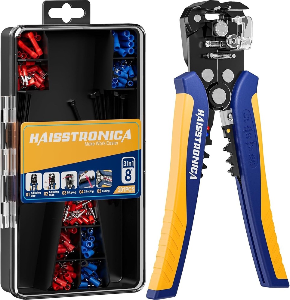 Automatic Wire Stripping Tool Kit 201PCS &ndash; AWG 24-10 Cables with Insulated Termi