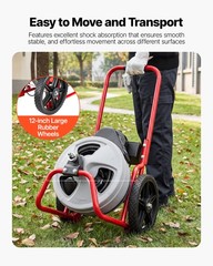 VEVOR Drain Cleaner Machine 75 FT x 3/8 Inch Sewer Snake Auger Manual Feeding