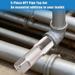 5-Piece NPT Pipe Tap Set, and Die Set with 1/8&Prime;, 1/4&Prime;, 3/8&Prime;, Orange