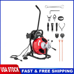 250W Electric Drain Cleaner Machine &ndash; 75FT 1/2&Prime; Sewer Snake Auger W/ Auto-Feed