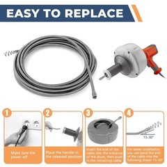 Spin Cable Replacement for Ridgid Auto-Spin Drain Snake, 1/4&Prime; x 30&prime; Snake Cable