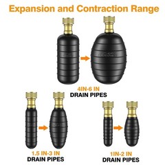 3PCS Drain Cleaning Bladder Kit for 1&Prime;- 6&Prime; Pipes Water Pressure Unclogg for Sink