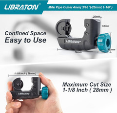 Tubing Cutter 3/16&Prime; to 1-1/8&Prime;, Mini Tube Cutter, Copper Cutter, Heavy Duty Mini