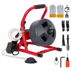 50FT 5/16&Prime; Drain Cleaner Electric Sewer Snake Cleaning Machine W/ Cutters&Gloves