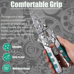 Multifunctional 18-in-1 Folding Wire Stripper Pliers with Voltage Detector & Cri