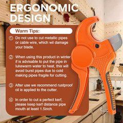 Kerry PVC Pipe Cutter, Up to 2-1/2&Prime; O.D. Ratcheting Heavy-Duty 2-1/2, Orange