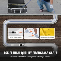 7&Prime; Sewer Camera 50m/165ft Pipe Inspection Camera Drain Camera IP68 waterproof