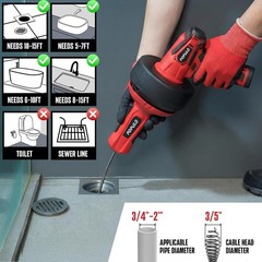 12V Cordless Drain Auger Auto Feed Plumbing Snake
