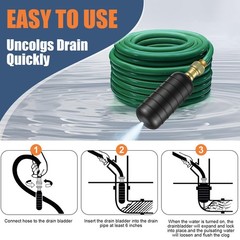 3 Pcs Drain Bladder Kit, Drain Cleaning Bladder Fits 1&Prime; to 6&Prime; Pipes, Rubber D&hellip;