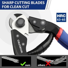 Cable Cutter, 7-1/2 Inch Heavy Duty Wire Rope Cutter | CR-V Steel Wire Cable wit
