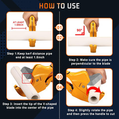 PVC Pipe Cutter, Cuts up to 2-1/2&Prime;, Professional Cutting PEX, PVC, and PPR Pipe,