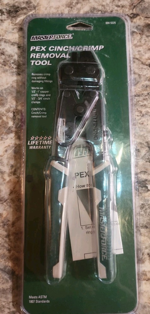 Masterforce PEX Cinch Clamp Crimp Removal Tool 694-5325 NEW 1/2&Prime;- 1&Prime; Plumbing