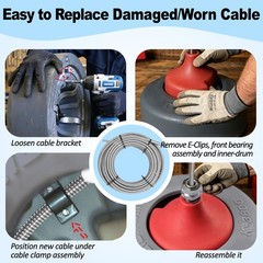 37847 C-32 Inner Solid Core Drain Cleaning Cable 3/8 Inch x 75 ft, Compatible&hellip;