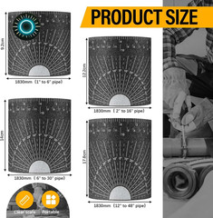 4 Piece Flexible Pipe Measuring Tool &ndash; 4 Sizes Pipe Wrap around for 1&Prime; to 48&Prime; Pi