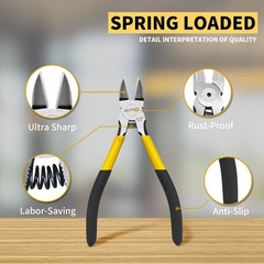 Wire Cutters 5 Pack, 6 inch Flush Cutters, Spring Loaded Cutting Pliers,Precisi