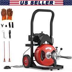 Electric Drain Cleaner Machine 75FT x 1/2 Inch 450W Auto Feed Sewer Snake Auger