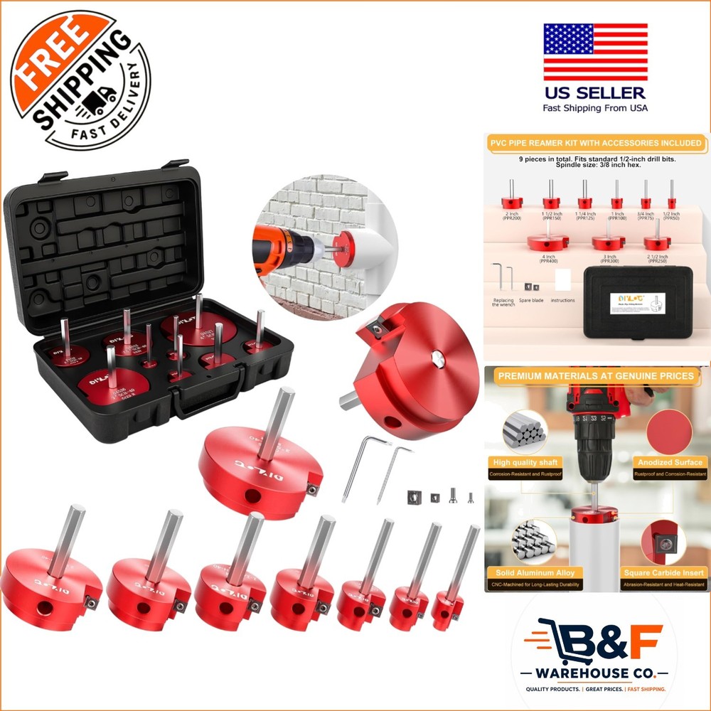 Versatile 9-Piece Pipe Reamer Kit for PVC/CPVC/ABS with High-Temperature Blades