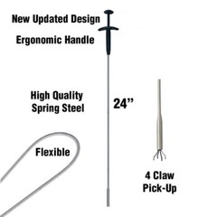 24 in. Flexible 4-Claw Pick-Up Tool &ndash; Clog Remover & Jewelry Retriever