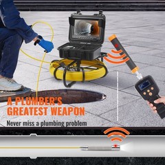VEVOR Sewer Camera Pipe Inspection Camera w/ 512hz Sonde 9in 720p Screen 164 ft