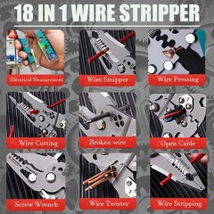 Multifunctional 18-in-1 Folding Wire Stripper Pliers with Voltage Detector & Cri