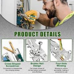 Multifunctional 18 In 1 Foldable Wire Stripper with Voltage Detector and Pliers
