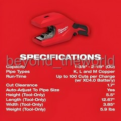 Milwaukee M12 ​CTC2-0 2&Prime; 12V Charging Copper Tubing Cutter (Body Only)⭐Tracking⭐