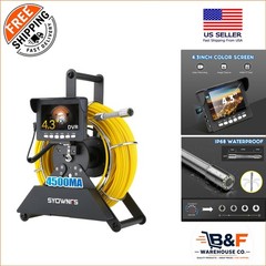 100ft Sewer Camera with 4.3&rdquo; Monitor & 1000TVL for Clear Pipe Inspections