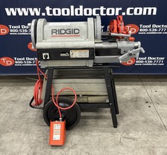 Ridgid 1224 1/2&rdquo;-4&rdquo; Pipe Threader on Stand 2 Die Heads 711 714 GREAT SHAPE #3
