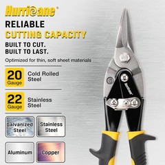 10 inch Aviation Tin Snips, Straight Cut Metal Shears with Non-Slip Tyregrip Han