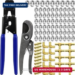 PEX Cinch Clamp Tool Kit, 3/8&Prime; to 1&Prime; PEX Pipe Clamp Cinch Tool with 30 pcs 1/2&Prime;