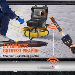 9&Prime; 720p Sewer Camera with 512Hz Locator, 164ft Cable, IP68, 12 LEDs
