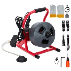 Professional Electric Drain Auger 50Ft x 5/16&Prime; 6 Cutters Foot Switch for Pipes
