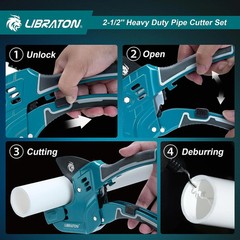 LIBRATON 2-1/2&Prime; Ratchet PVC Pipe Cutter, 2 Adjustable Ranges PVC Cutter | Heavy-