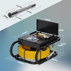 HD 1080P Sewer Pipe Inspection Camera with Keyboard Meter Counter 7&Prime; Monitor 50M