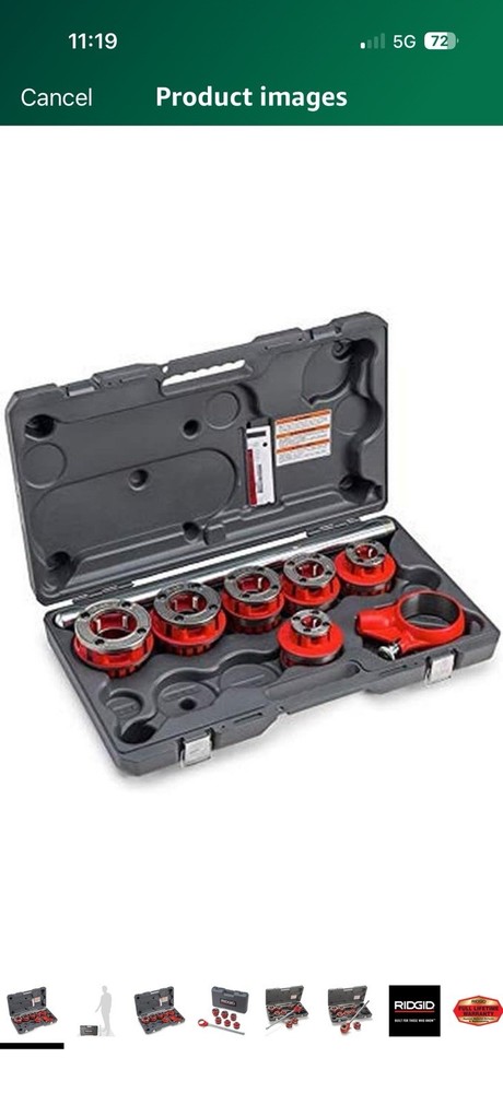 RIDGID 36475 12-R 1/2&Prime; &ndash; 2&Prime; NPT Exposed Ratchet Threader Set