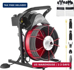 VEVOR Drain Cleaner Machine 75 FT x 1/2 Inch, Sewer Snake Auger Manual Feed with