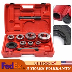 7 Size(3/8&rdquo;-2&Prime;)Dies Hand Ratchet Pipe Threader Set Plumbing Reversing Knob Tool