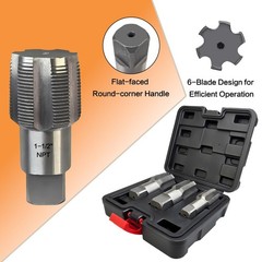 3-Piece NPT Pipe Tap Set, 3 Piece 1&Prime;, 1-1/4&Prime;, 1-1/2&Prime; Tap, Silver