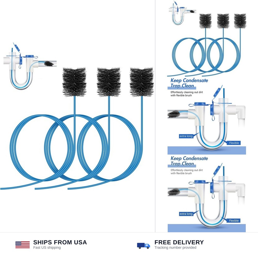 3 Pcs Condensate Trap Flexible Drain Brush, 48 Inch AC Drain Line Cleaning Br&hellip;