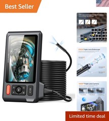 Waterproof 1080P Industrial Borescope with 50FT Cable & 5-Inch IPS Display