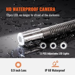 Pipe Inspection Camera 300ft 9-inch 720p Screen with Anti-Slip Handle
