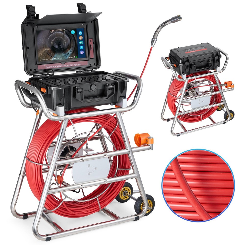 328ft Sewer Camera 10.1&Prime; Touchscreen Self-Leveling Drain Inspector