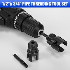2 Pcs PVC Pipe Threader Kit Dual Function Internal External Plumbing Die
