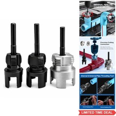 PVC Pipe Threader Tool Kit 3 Piece Internal External 1/2 3/4 1 Inch Hex Shank
