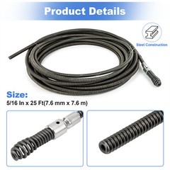 62225 Drain Cleaning Cable, 5/16 In. X 25 Ft.Fits G2037506, 4MY89, 4Z661